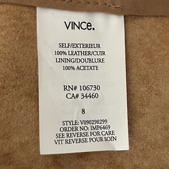 VINCE Leather Lightweight Open Front Collarless Coat Jacket Duster Women Size 8 - Picture 2 of 10